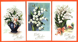 SUITE De 3 CPA Fleurs Muguet " Porte Bonheur " - Flowers