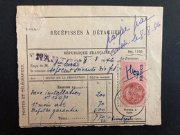 RECEPISSE NANTES (44) TIMBRE FISCAL 2 FRANCS OBL.8-8 46 - Brieven En Documenten