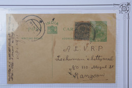 BD5 INDIA BELLE   LETTRE ENTIER RR 1931 POUR RANGOON BURMA BIRMANIE + ++++ +AFFRANCH. INTERESSANT - 1911-35  George V