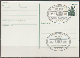 BRD Ganzsache 1989 Mi-Nr. P 140 Sonderst. München 12.Heim+Hadwerk 25.11.1989 (PK 13 )günstige Versandkosten - Postkarten - Gebraucht