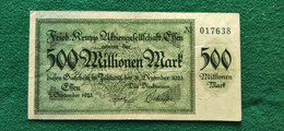 GERMANIA Essen 500 Milioni MARK 1923 - Alla Rinfusa - Banconote