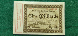 GERMANIA Aachen 1 Miliardo MARK 1923 - Alla Rinfusa - Banconote