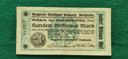 GERMANIA Bergwerks 100 Milioni  MARK 1923 - Alla Rinfusa - Banconote