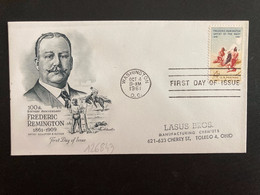 LETTRE TP FREDERIC REMINGTON ARTIST OF THE WEST + INDIENS 4c OBL.MEC. OCT 4 1961 WASHINGTON - Indiens D'Amérique