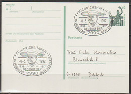 BRD Ganzsache 1989 Mi-Nr. P 141 Sondertempel Frierichshafen1 75.Todestag Graf Zeppelin 8.3.92 (PK 57 ) - Postkarten - Gebraucht