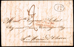 Zaragoza - Prefilatelia - PE 34R - Carta Marca "Porte Pagado Hasta La Raya" + Porteo "9" A Francia + Marca "ID" - ...-1850 Prefilatelia