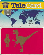 Pakistan - TeleCard - Jurassic Park Dinosaurs, Red Issue - Dinosaur #2A (With 1 Dot At Right Middle), SC7, 30U, Used - Pakistan