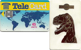 Pakistan - TeleCard - Jurassic Park Dinosaurs, White Issue - Dinosaur #3A (Without Dot At Right Middle), SC7, 45U, Used - Pakistan