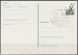 BRD Ganzsache 1990 Mi-Nr. P 144 Sondertempel Suhl1 Tag Der Briefmarke 10.10.91 (PK 76 ) - Postkarten - Gebraucht