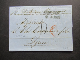 Italien 1857 Messine / Messina Schiffspost / Vermerk Par Bateau Francais Messina Nach Lyon Taxstempel Chiffre 15 - Sicile