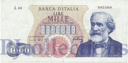 ITALY 1000 LIRE 1966 PICK 96d VF+ - 1000 Liras