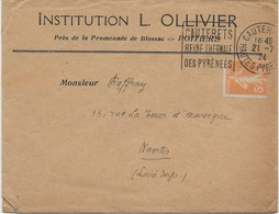 LETTRE AFFRANCHIE N° 158  OBLITERATION DAGUIN "CAUTERETS  -REINE THERMALE DES PYRENEES - ANNEE 1924 - Mechanical Postmarks (Other)