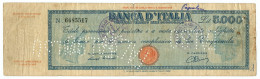 5000 LIRE FALSO D'EPOCA TITOLO PROVVISORIO TESTINA LUOGOTENENZA UMBERTO 1945 MB+ - [ 8] Ficticios & Especimenes