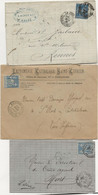 LOT DE 7 LETTRES TYPE SAGE N° 90 - OBLITERATIONS  DIVERSES - ANNEES 1879 A 1899 - 1876-1898 Sage (Tipo II)