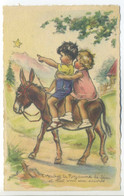 CPA  Illustrateur - Germaine Bouret -  Enfants Sur Un Âne - "Cherchez Le Royaume De Dieu Et Tout Vous Sera Accordé" - Bouret, Germaine