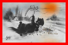 CPA NOUVEL AN.  Bonne Année. Chat Noir Et Fer à Cheval...O369 - New Year
