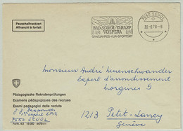 Schweiz 1978, Brief Pauschalfrankiert / Affranchissement à Forfait Scuol - Petit-Lancy, Ortswerbeflagge Bad/Bain/Bath - Kuurwezen