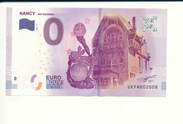 Billet Souvenir - 0 Euro - UEFA - 2017-3 - NANCY ART NOUVEAU -  N° 2008 - Lots & Kiloware - Banknotes