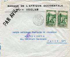 COTE D'IVOIRE LETTRE PAR AVION A ENTETE DE LA BANQUE DE L'AFRIQUE OCCIDENTALE... DEPART ABIDJAN 6 MARS 40 POUR LA FRANCE - Storia Postale