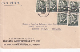 AUSTRALIA 1952 GEORGE VI COVER TO ENGLAND. - Covers & Documents
