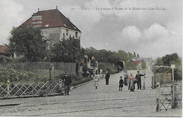 IGNY-  LE PASSAGE A NIVEAU ET LE RESTAURANT SAINT- NICOLAS  - CARTE COLORISEE - Igny