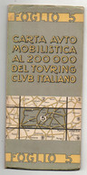 Carta Auto Mobilistica Al 200000 Del Touring Club Italiano Foglio 5 Milano 1949 - Stella Bianca Pirelli - Cartes Routières