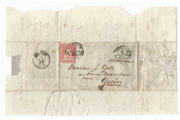 Lettre Suisse De 1859 Endommagée Zürich - Genève, Timbre Helvetia Assise 15 Ct Rose (5 Oct 1859) - Lettres & Documents