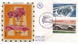 Monaco FDC -  Automobiles  -  Bugatti Type 57C (1938) -  Delahaye 135M  (1940) - Envelope Premier Jour 2V - Coches