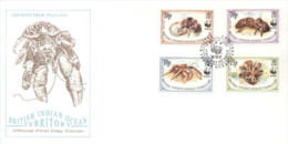 BIOT 1993, WWF, Crabs, 4val In FDC - Territoire Britannique De L'Océan Indien