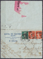 France - Carte-lettre "Hôtel Du Sauvage" Affr. 25c (Semeuses) Càd CALAIS /28-12-1914 Pour MAESTRICHT "via England" - "… - Zona No Ocupada