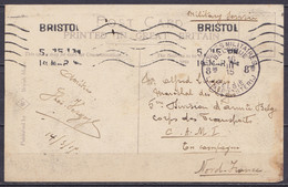 CP Postcard En Franchise "Military Service" Flam. BRISTOL /14 MAR 15 & Càd "POSTES MILITAIRES BELGIQUE 8bis /16 III 15/ - Armada Belga