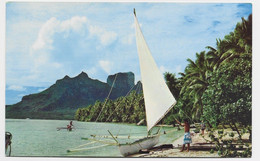BORA BORA  BIENVENUE CARTE COULEURS POLYNESIE+ TIMBRE 5FR 1956 ADRESSEE A PAPEETE TAHITI - Polynésie Française