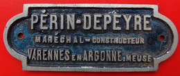 55 VARENNES EN ARGONNE Plaque De Metier PERIN DEPEYRE Marechal Constructeur - Autres & Non Classés