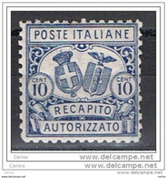 REGNO:  1928  RECAPITO  AUTORIZZATO  STEMMI  -  10 C. AZZURRO  T. L. -  D. 11  -  SASS. 1 - Pneumatic Mail
