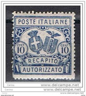 REGNO:  1928  RECAPITO  AUTORIZZATO  STEMMI  -  10 C. AZZURRO  N. -  D. 14  -  SASS. 2 - Pneumatic Mail