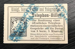 Telephon Billet Königl Bayer Posten Und Telegraphen - Bavière