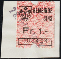 CH Heimat AG Sins 1963-02-28 Fiskalmarke 1Fr. Auf Briefstück - Revenue Stamps