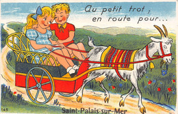 17-SAINT-PALAIS-SUR-MER- CARTE A SYSTEME DEPLIANT , AU PETIT TROT, EN ROUTE POUR SAINT PALAIS SUR MER - Saint-Palais-sur-Mer