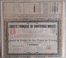 SOCIETE FRANCAISE DU CAOUTCHOUC MOUSSE . ACTION DE PRIORITE DE CENT FRANCS AU PORTEUR . - Industrie