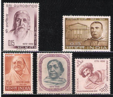 5-MNH-1964, Aurobindo, Kasturba, Sarojini Naydu,condition As Per Scan - Ongebruikt