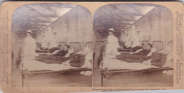 AFRIQUE-du-SUD - Cliché Albuminé Stéréo, Hôpital De La Rivière Orange En 1899, Infirmière, Chirurgien, Guerre Des Boers - Afrique Du Sud