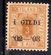 ISLANDA ICELAND ISLANDE 1902 1903 NUMERAL STAMPS OF 1882 - 1901 OVERPRINTED 1 GILDI SCOTT 49 3a MNH - Ungebraucht