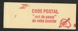 N° 2059 - C2a Cote 39 € 1,30 Fr Rouge SABINE DE GANDON  Carnet Fermé De 10 TP Avec Gomme Mate + N° 7. TB - Non Classificati