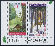 BULGARIA 2011 - EUROPA BOSQUES - 2 SELLOS PROCEDENTES DE CARNET - 2011