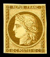 * N°1a, 10c Bistre-brun Foncé, RARE Et TB (certificat)  Qualité: *  Cote: 3350 Euros - 1849-1850 Ceres