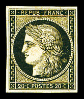 * N°3b, 20c Noir Sur Chamois, Très Jolie Pièce. TTB (signé Calves/certificat)  Qualité: *  Cote: 1150 Euros - 1849-1850 Ceres