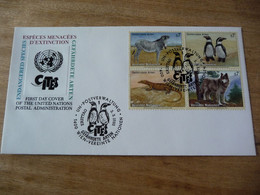 (7) UNITED NATIONS -ONU - NAZIONI UNITE - NATIONS UNIES * FDC 1993 * Endangered Species, Animals Zebra, Penguins, Wolf - Covers & Documents