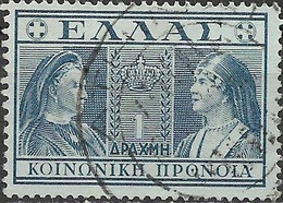 GREECE1939 Charity Stamp - Queens Olga And Sophia - 1d. - Blue FU - Wohlfahrtsmarken