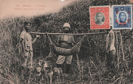 CPA Viet Nam - Tonkin - La Chasse - Panthère Tuée Dans La Jungle - Carte Un Peu Abimée Au Centre En Haut Voir Scann - Viêt-Nam