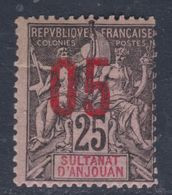 Anjouan N° 24 XX Type Groupe Surchargé : 05 Sur 25 Noir Sur Rose, Sans Charnière, TB - Unused Stamps